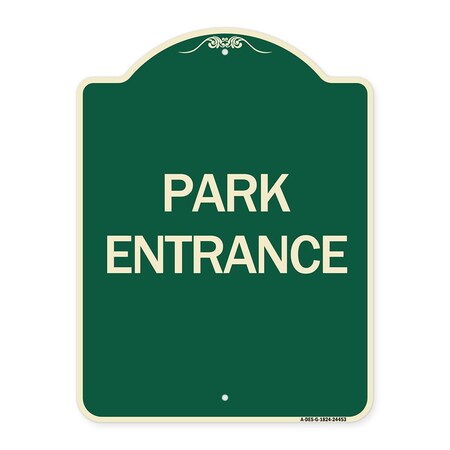 Signmission Designer Series Sign Park Entrance, Green & Tan Heavy-Gauge Aluminum Sign, 24" x 18", G-1824-24453 A-DES-G-1824-24453